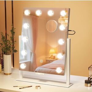 S'bagno Vanity Mirror w/Lights, 12 Dimmable LED Bulbs, Detach 10X Magnify NIB